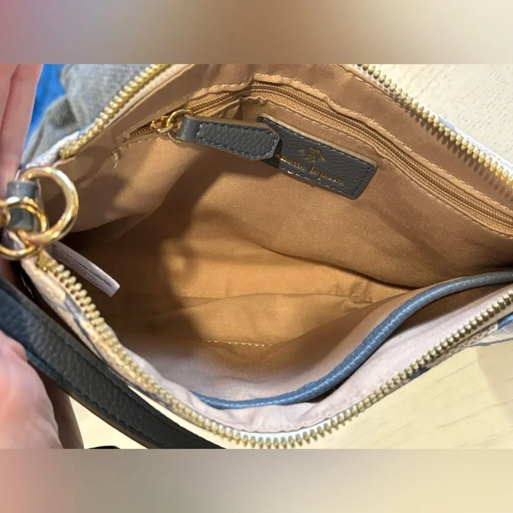 Nanette Lepore Blue and Cream Checkered Shoulder Bag